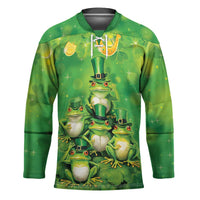 Funny Frog St Patrick's Day Hockey Jersey Lucky Shamrock Frog