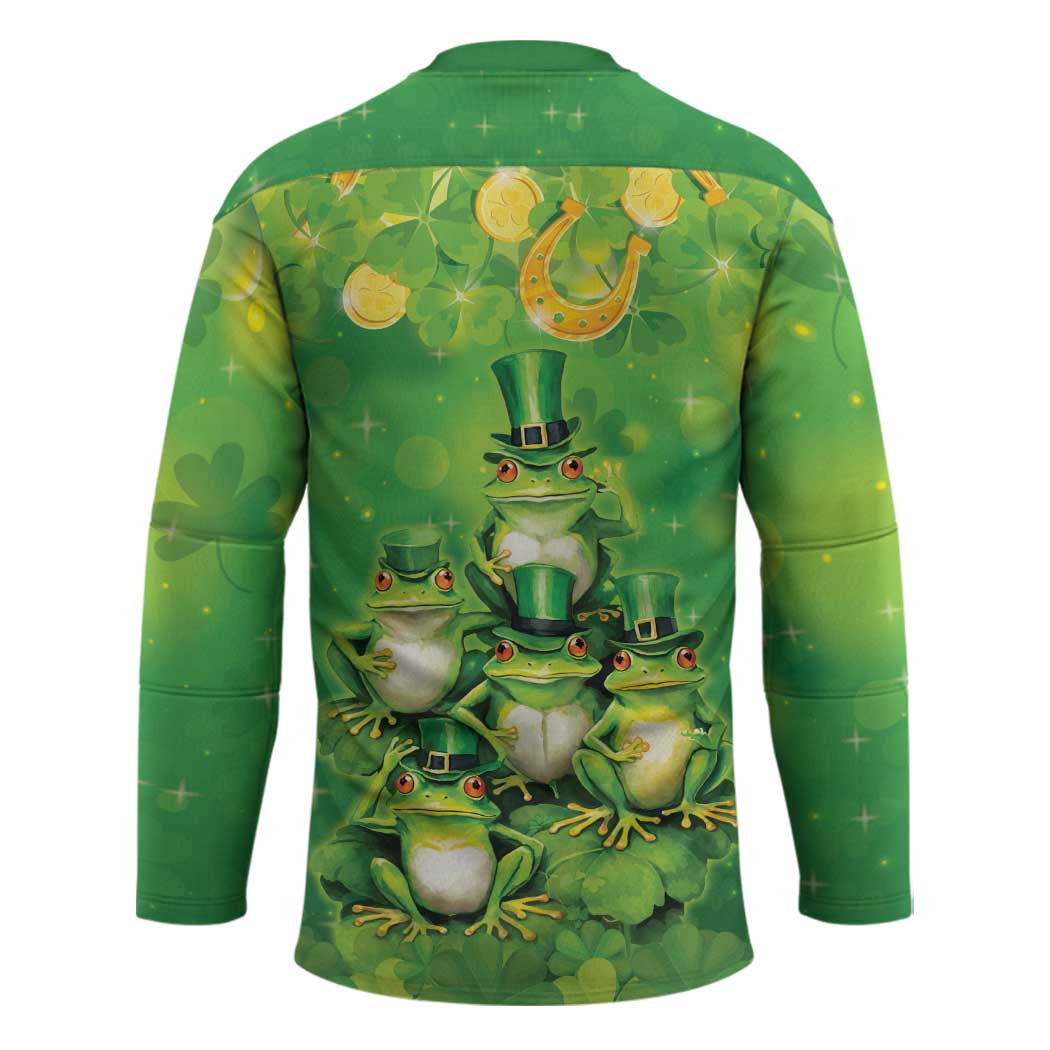 Funny Frog St Patrick's Day Hockey Jersey Lucky Shamrock Frog