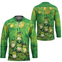 Funny Frog St Patrick's Day Hockey Jersey Lucky Shamrock Frog