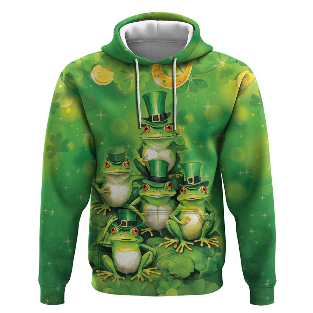 Funny Frog St Patrick's Day Hoodie Lucky Shamrock Frog