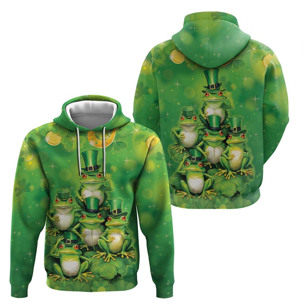 Funny Frog St Patrick's Day Hoodie Lucky Shamrock Frog