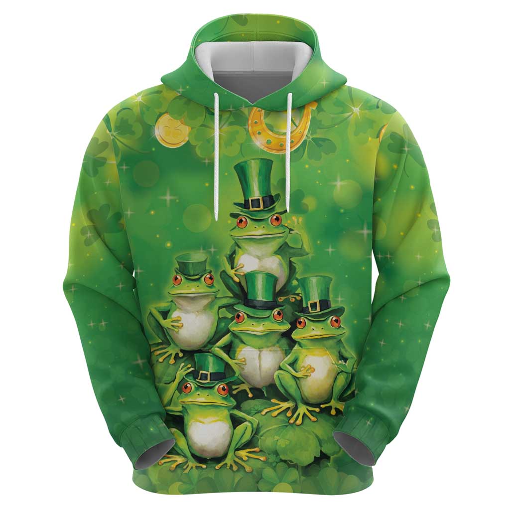 Funny Frog St Patrick's Day Hoodie Lucky Shamrock Frog