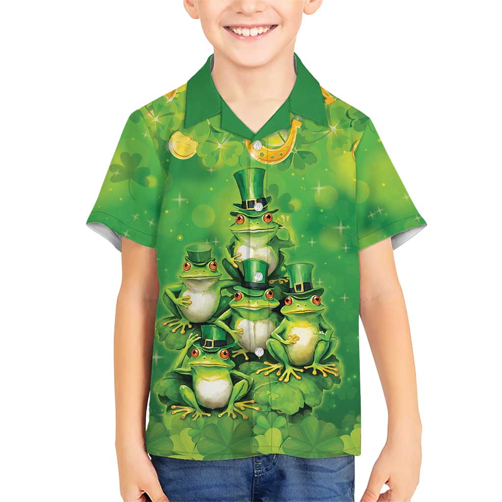 Funny Frog St Patrick's Day Kid Hawaiian Shirt Lucky Shamrock Frog