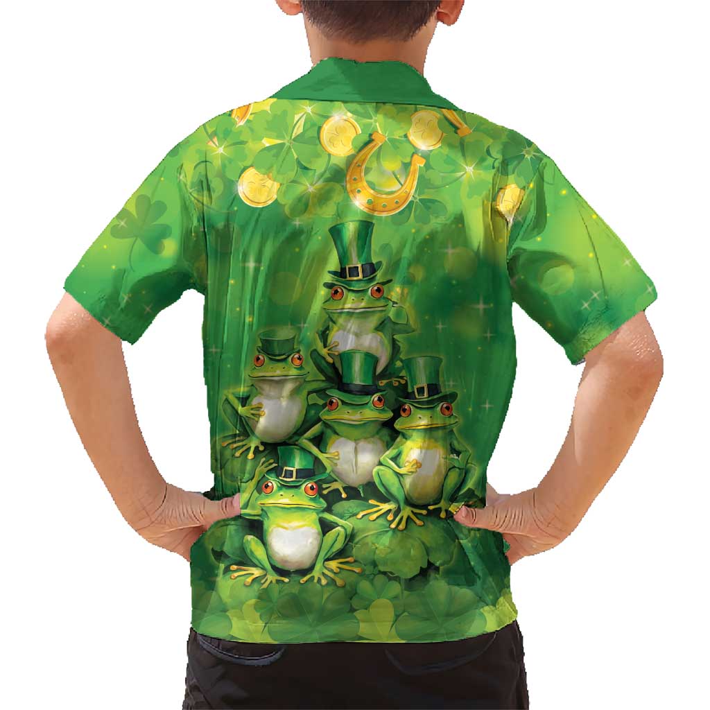 Funny Frog St Patrick's Day Kid Hawaiian Shirt Lucky Shamrock Frog