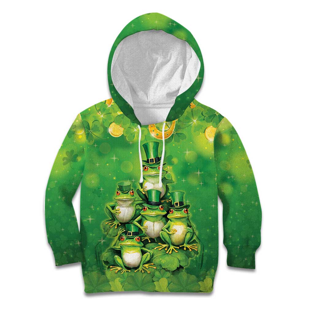 Funny Frog St Patrick's Day Kid Hoodie Lucky Shamrock Frog