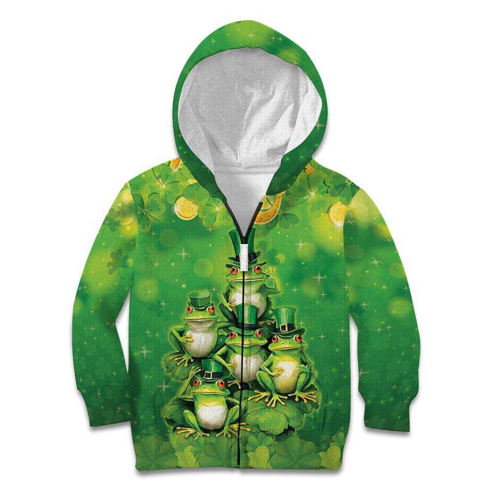 Funny Frog St Patrick's Day Kid Hoodie Lucky Shamrock Frog
