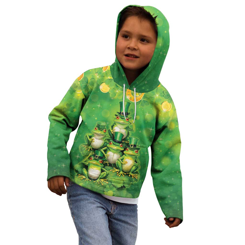 Funny Frog St Patrick's Day Kid Hoodie Lucky Shamrock Frog