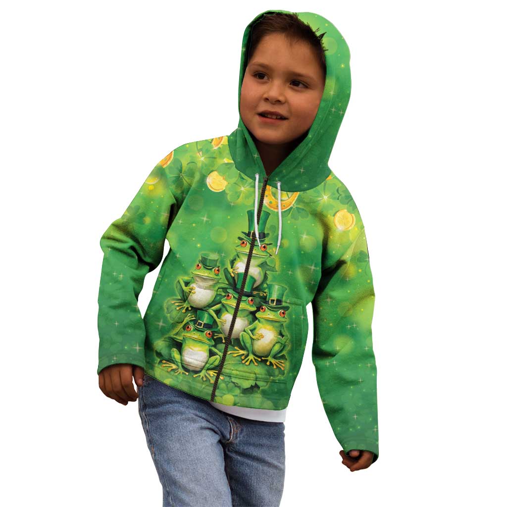 Funny Frog St Patrick's Day Kid Hoodie Lucky Shamrock Frog