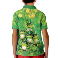 Funny Frog St Patrick's Day Kid Polo Shirt Lucky Shamrock Frog