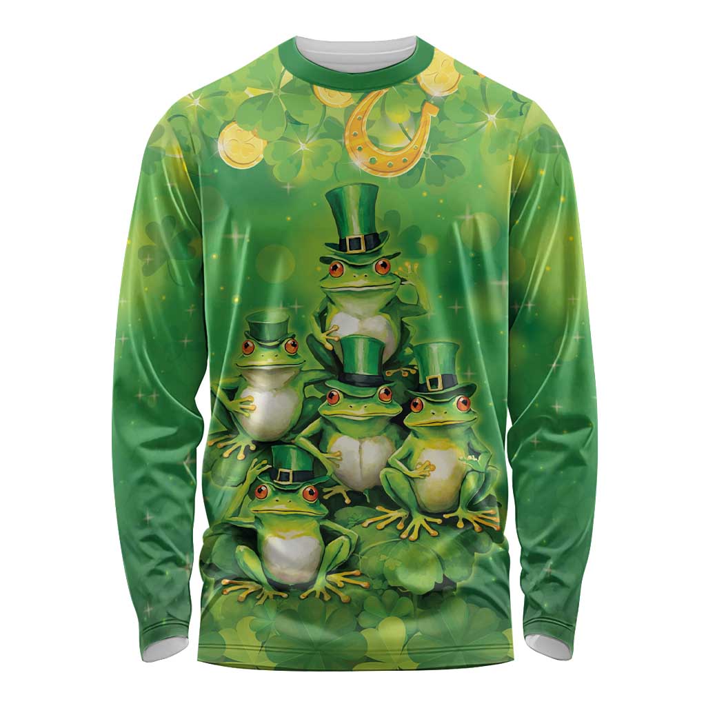Funny Frog St Patrick's Day Long Sleeve Shirt Lucky Shamrock Frog