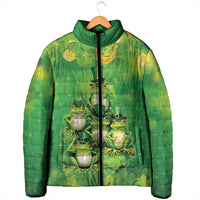 Funny Frog St Patrick's Day Padded Jacket Lucky Shamrock Frog