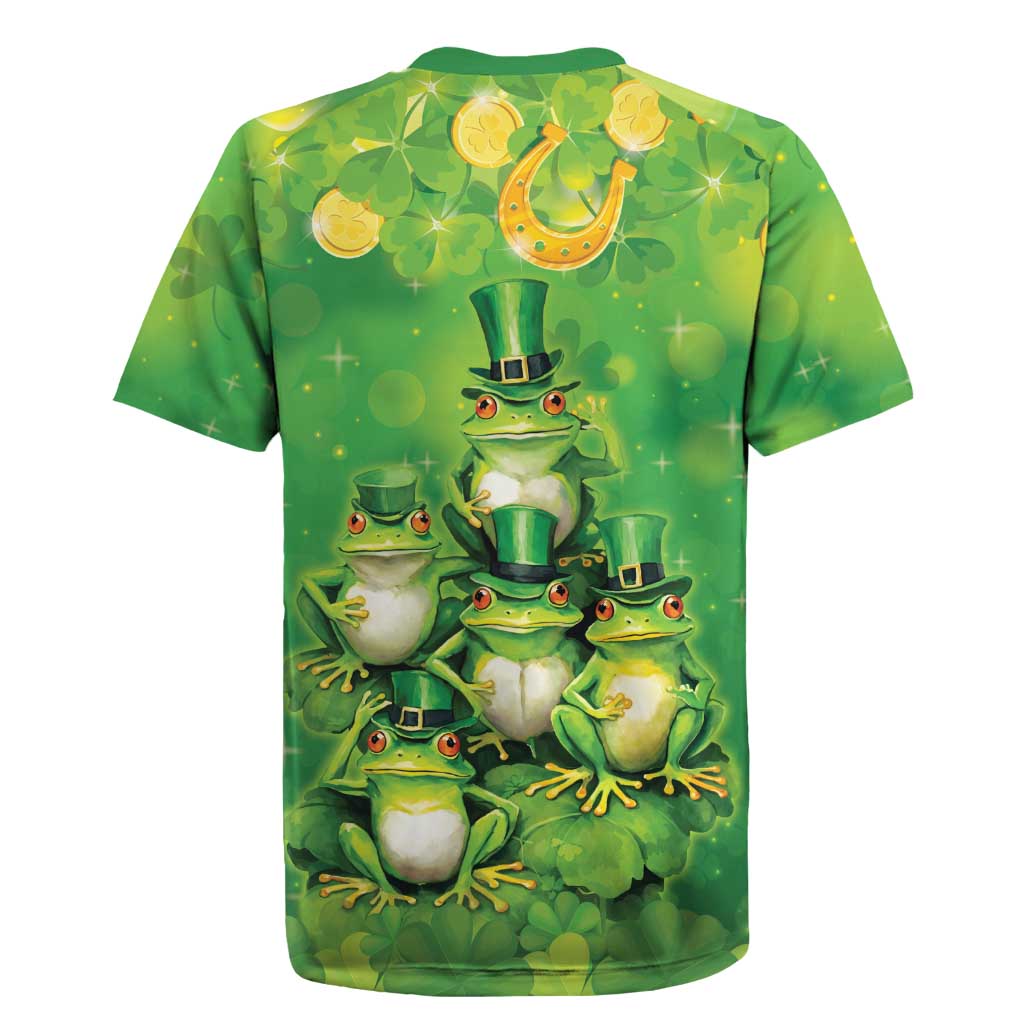 Funny Frog St Patrick's Day Rugby Jersey Lucky Shamrock Frog