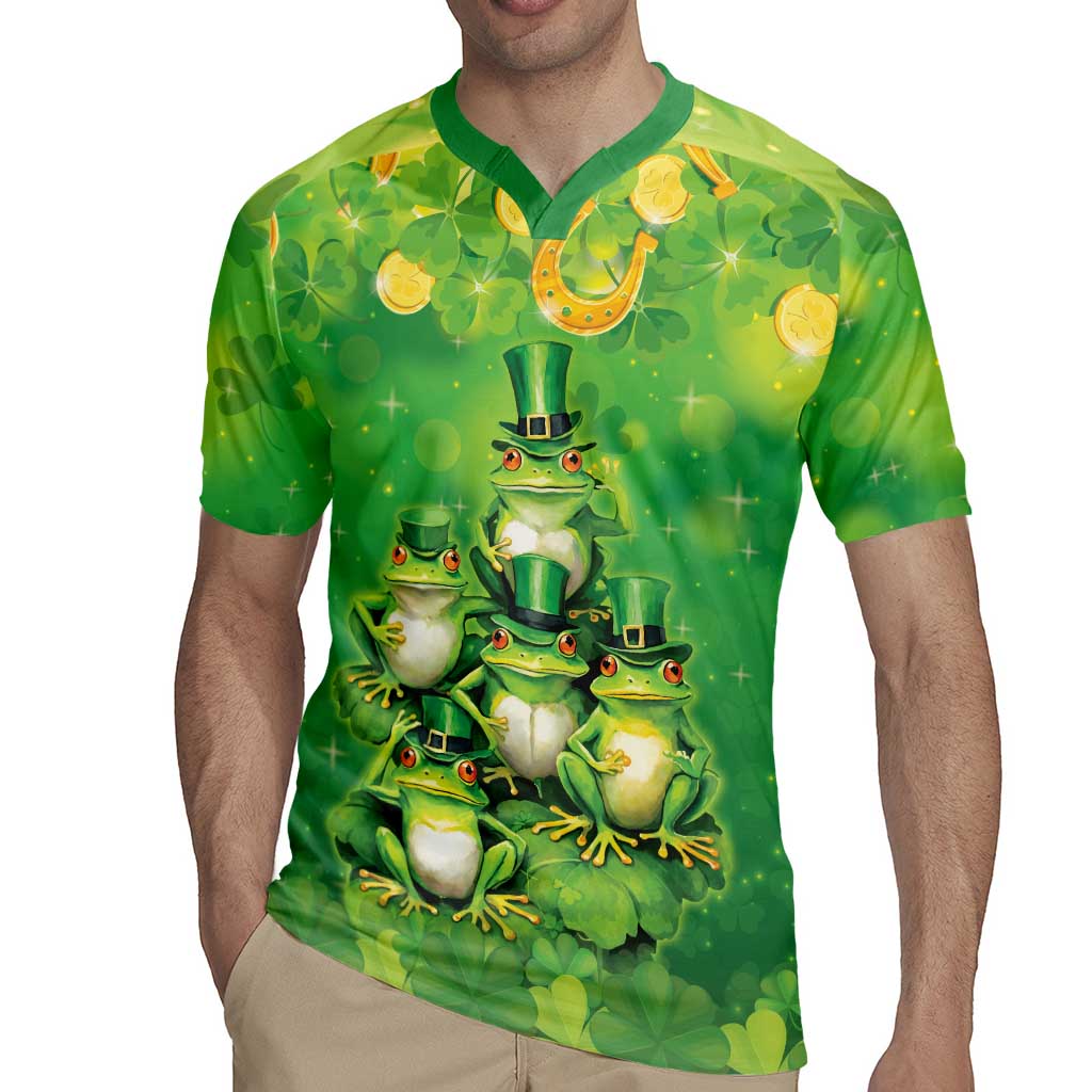 Funny Frog St Patrick's Day Rugby Jersey Lucky Shamrock Frog