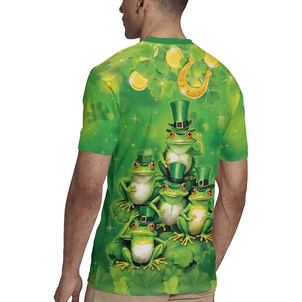 Funny Frog St Patrick's Day Rugby Jersey Lucky Shamrock Frog