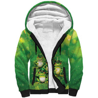 Funny Frog St Patrick's Day Sherpa Hoodie Lucky Shamrock Frog