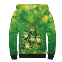 Funny Frog St Patrick's Day Sherpa Hoodie Lucky Shamrock Frog