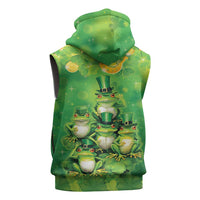 Funny Frog St Patrick's Day Sleeveless Hoodie Lucky Shamrock Frog