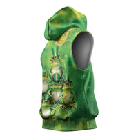 Funny Frog St Patrick's Day Sleeveless Hoodie Lucky Shamrock Frog