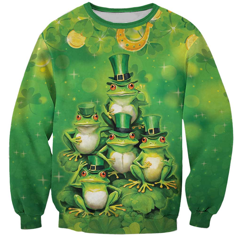 Funny Frog St Patrick's Day Sweatshirt Lucky Shamrock Frog