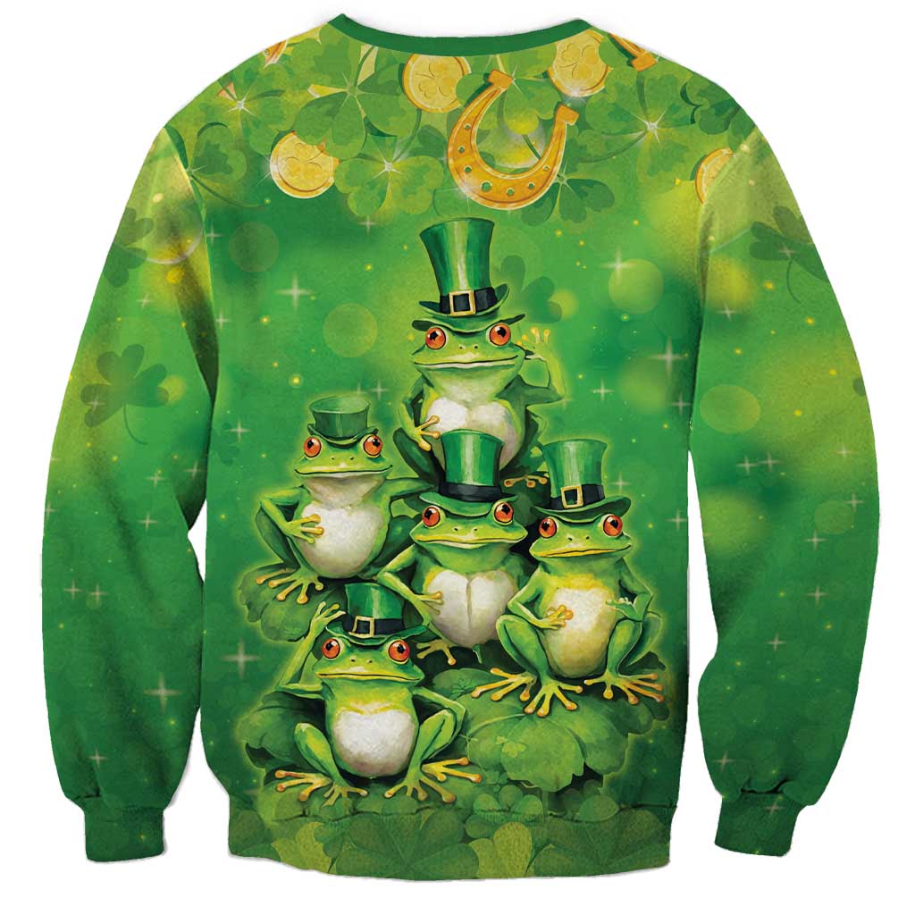 Funny Frog St Patrick's Day Sweatshirt Lucky Shamrock Frog