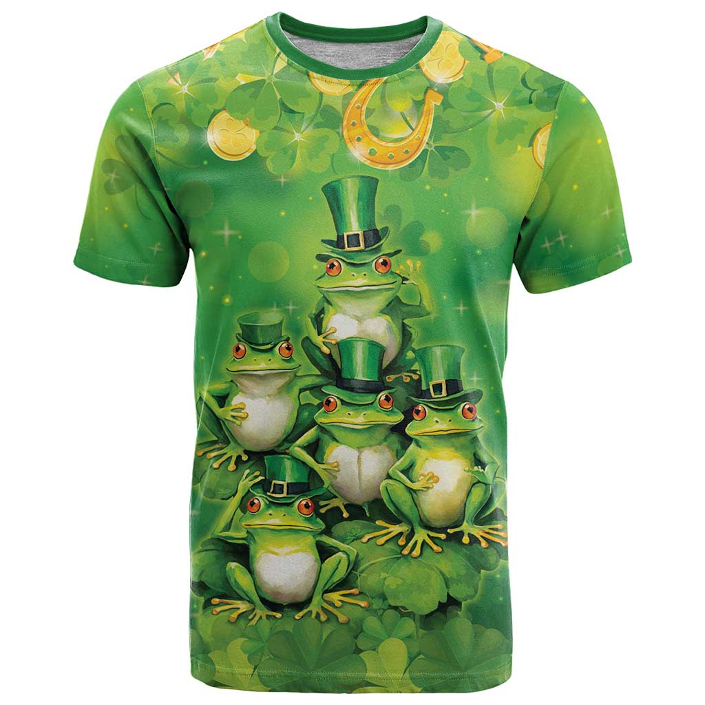 Funny Frog St Patrick's Day T Shirt Lucky Shamrock Frog
