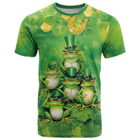 Funny Frog St Patrick's Day T Shirt Lucky Shamrock Frog