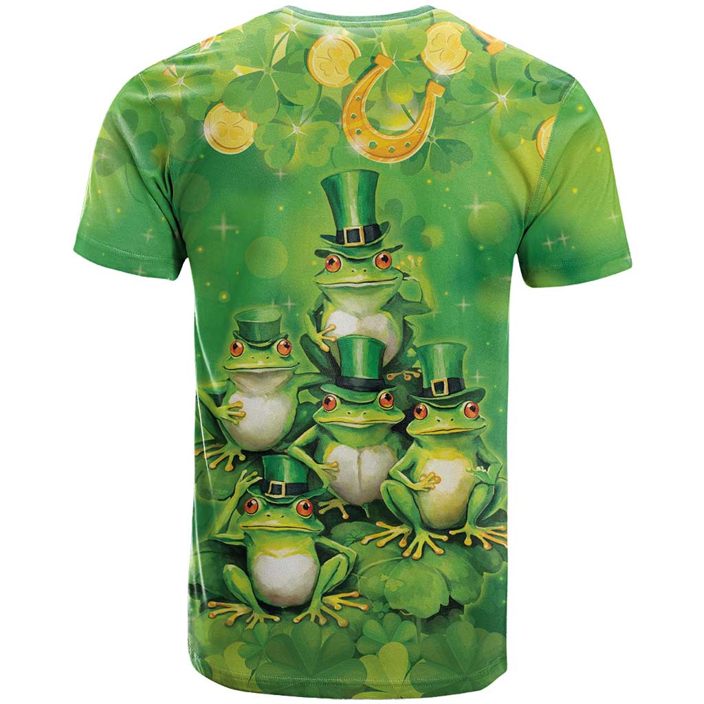 Funny Frog St Patrick's Day T Shirt Lucky Shamrock Frog
