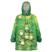 Funny Frog St Patrick's Day Wearable Blanket Hoodie Lucky Shamrock Frog
