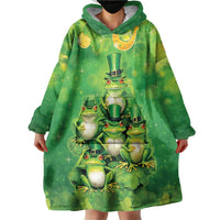 Funny Frog St Patrick's Day Wearable Blanket Hoodie Lucky Shamrock Frog