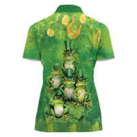 Funny Frog St Patrick's Day Women Polo Shirt Lucky Shamrock Frog