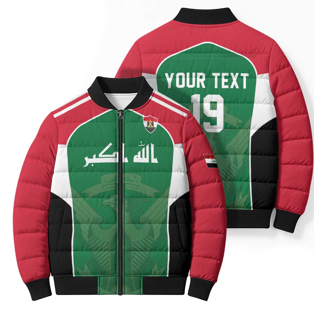 Custom World Football 2026 Iraq Bomber Puffer Jacket Eagle of Saladin Championship Spirit