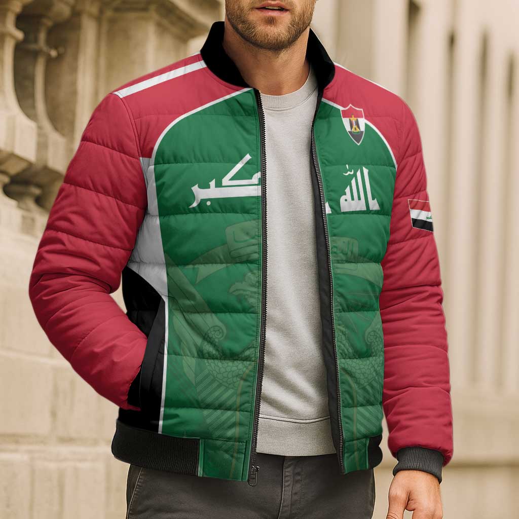 Custom World Football 2026 Iraq Bomber Puffer Jacket Eagle of Saladin Championship Spirit