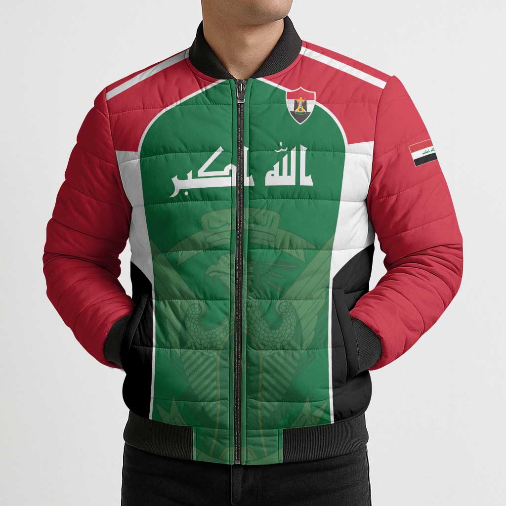 Custom World Football 2026 Iraq Bomber Puffer Jacket Eagle of Saladin Championship Spirit