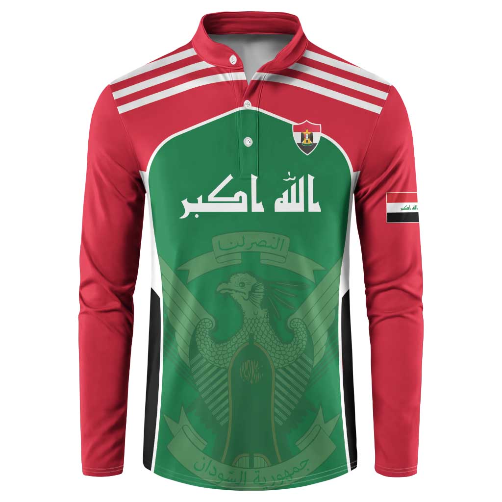Custom World Football 2026 Iraq Button Sweatshirt Eagle of Saladin Championship Spirit