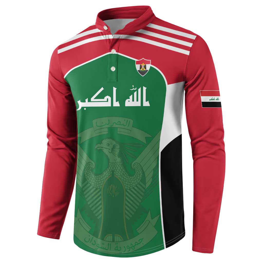 Custom World Football 2026 Iraq Button Sweatshirt Eagle of Saladin Championship Spirit