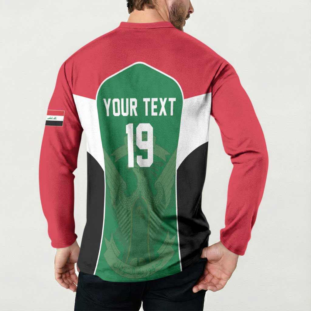 Custom World Football 2026 Iraq Button Sweatshirt Eagle of Saladin Championship Spirit