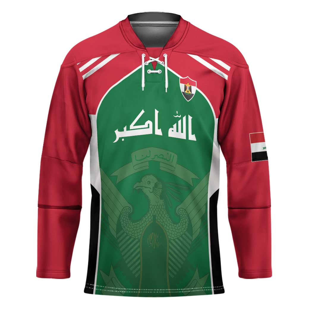 Custom World Football 2026 Iraq Hockey Jersey Eagle of Saladin Championship Spirit