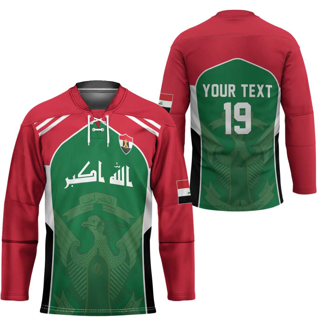 Custom World Football 2026 Iraq Hockey Jersey Eagle of Saladin Championship Spirit