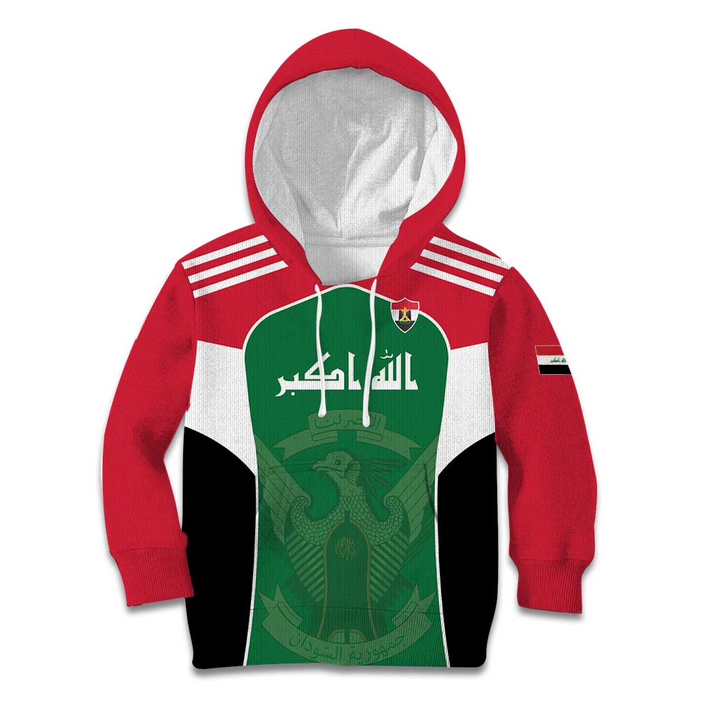 Custom World Football 2026 Iraq Kid Hoodie Eagle of Saladin Championship Spirit