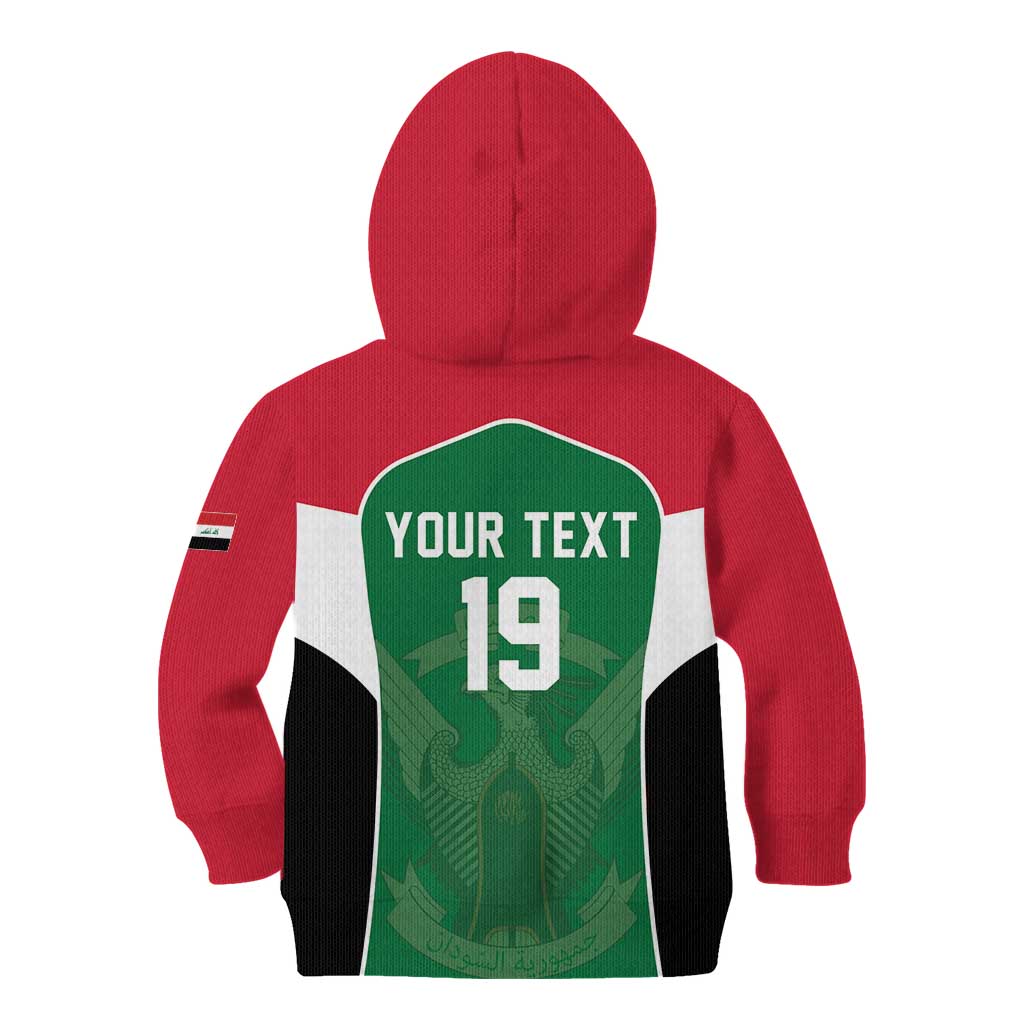 Custom World Football 2026 Iraq Kid Hoodie Eagle of Saladin Championship Spirit