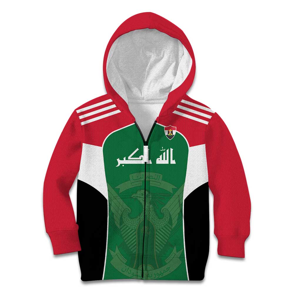 Custom World Football 2026 Iraq Kid Hoodie Eagle of Saladin Championship Spirit