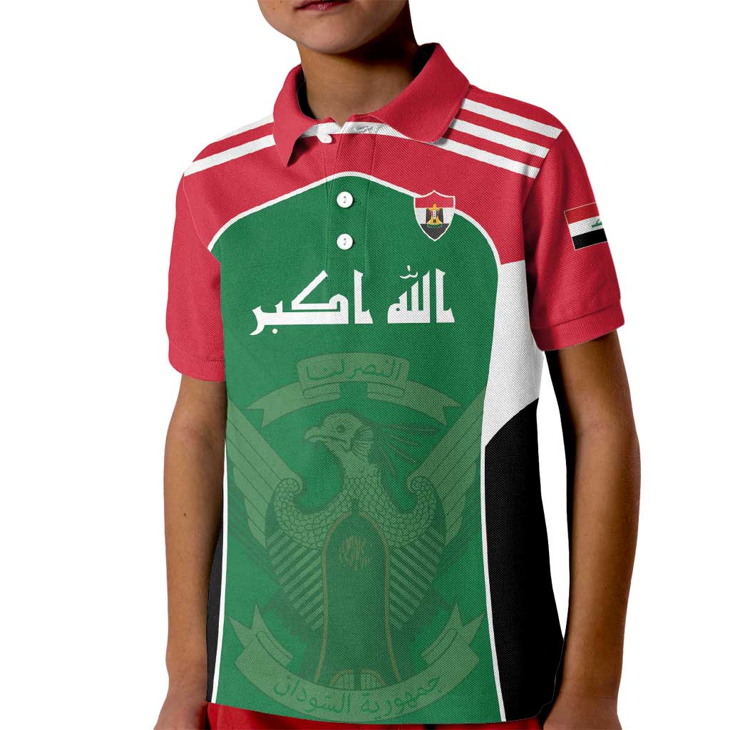 Custom World Football 2026 Iraq Kid Polo Shirt Eagle of Saladin Championship Spirit