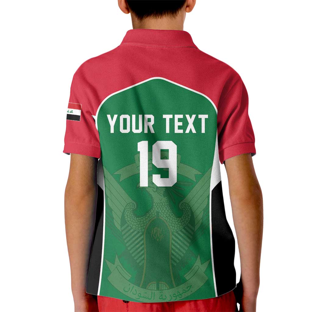 Custom World Football 2026 Iraq Kid Polo Shirt Eagle of Saladin Championship Spirit
