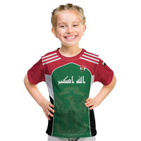 Custom World Football 2026 Iraq Kid T Shirt Eagle of Saladin Championship Spirit