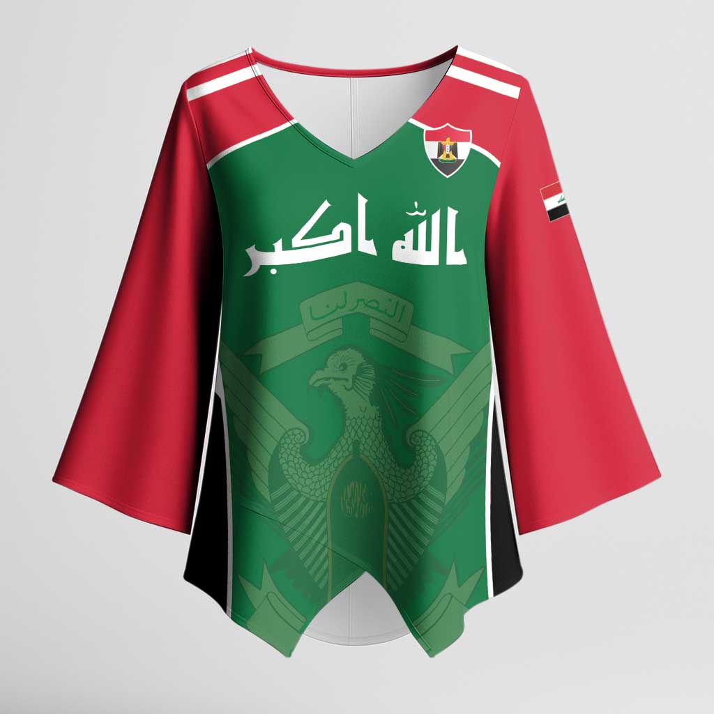 Custom World Football 2026 Iraq Kimono Sleeve Blouse Eagle of Saladin Championship Spirit