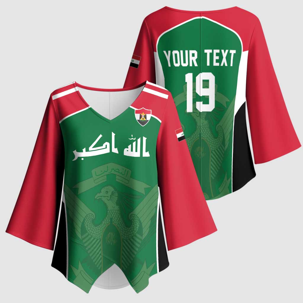 Custom World Football 2026 Iraq Kimono Sleeve Blouse Eagle of Saladin Championship Spirit