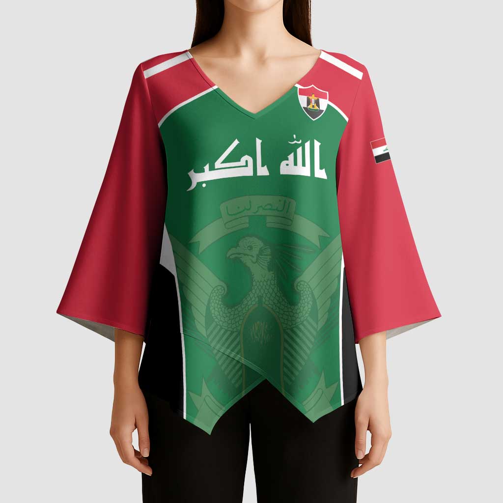Custom World Football 2026 Iraq Kimono Sleeve Blouse Eagle of Saladin Championship Spirit