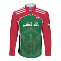 Custom World Football 2026 Iraq Long Sleeve Button Shirt Eagle of Saladin Championship Spirit
