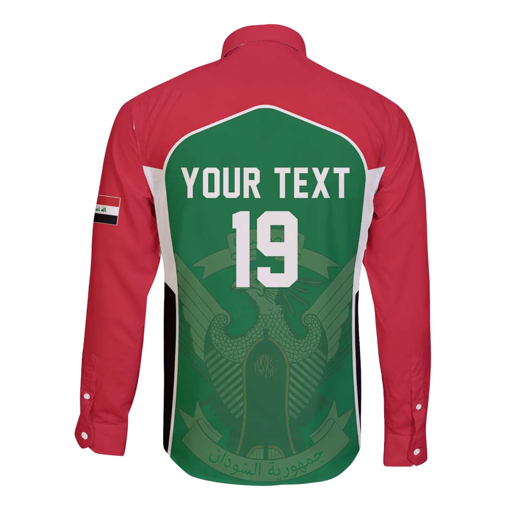 Custom World Football 2026 Iraq Long Sleeve Button Shirt Eagle of Saladin Championship Spirit