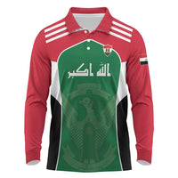 Custom World Football 2026 Iraq Long Sleeve Polo Shirt Eagle of Saladin Championship Spirit
